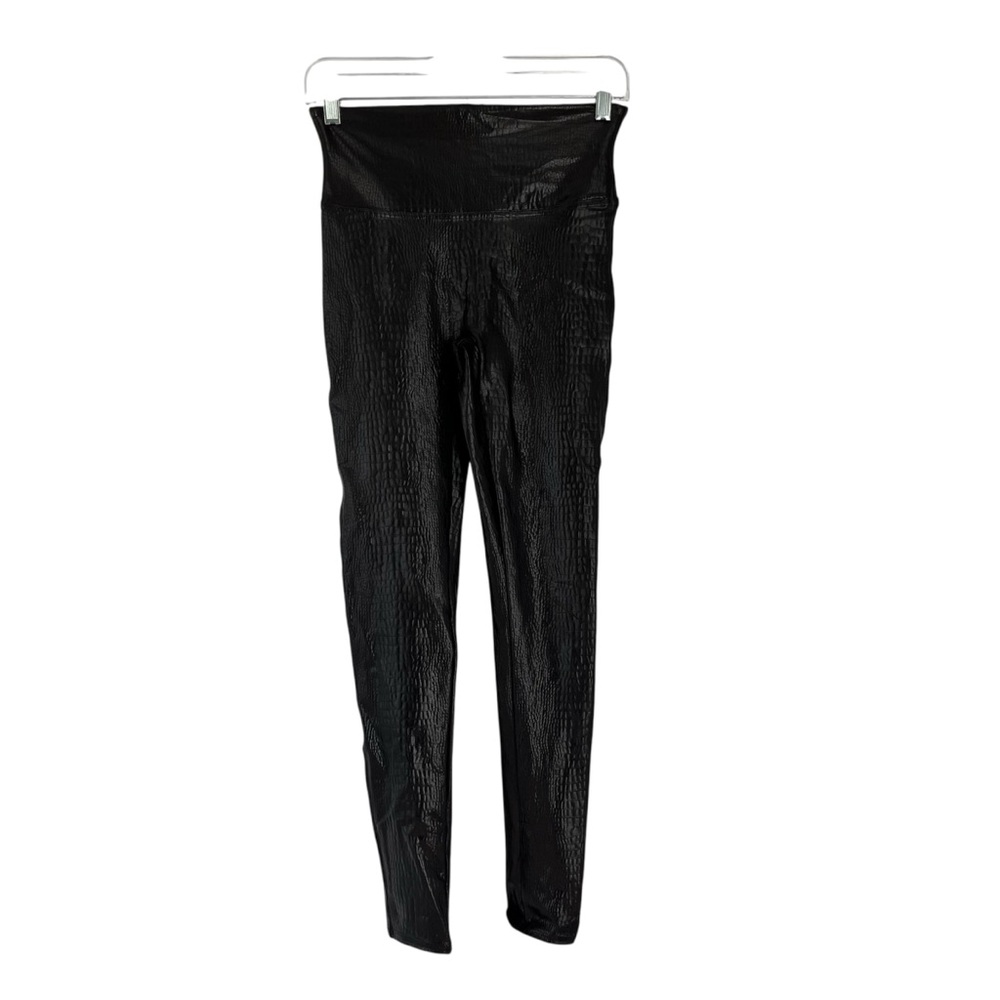 SPANX Women's Faux Leather Croc Shine Leggings 20303R Brown/Black Medium
